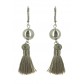 Stainless Steel Earrings - Plain color pom pom with sphere charm.