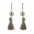 Stainless Steel Earrings - Plain color pom pom with sphere charm.