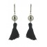 Stainless Steel Earrings - Plain color pom pom with sphere charm.