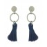 Boucles d'oreilles Acier - Pompon uni et anneau.