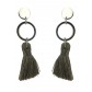 Boucles d'oreilles Acier - Pompon uni et anneau.