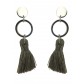 Stainless Steel Earrings - Plain color pom pom set on ring.