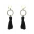 Boucles d'oreilles Acier - Pompon uni et anneau.