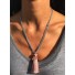 Stainless Steel Necklace - Multichains with pom pom charm.