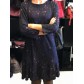 Robe col ouvert impr petits points bas volant
