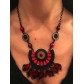 Necklace - Fan shaped with coloured feathers and gmestone charms.