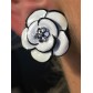 Earrings - Enamelled flower with rhinestones.