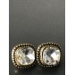 Earrings - Square gemstone with metallic frame.