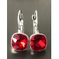 Earrings - Square gemstone charm.