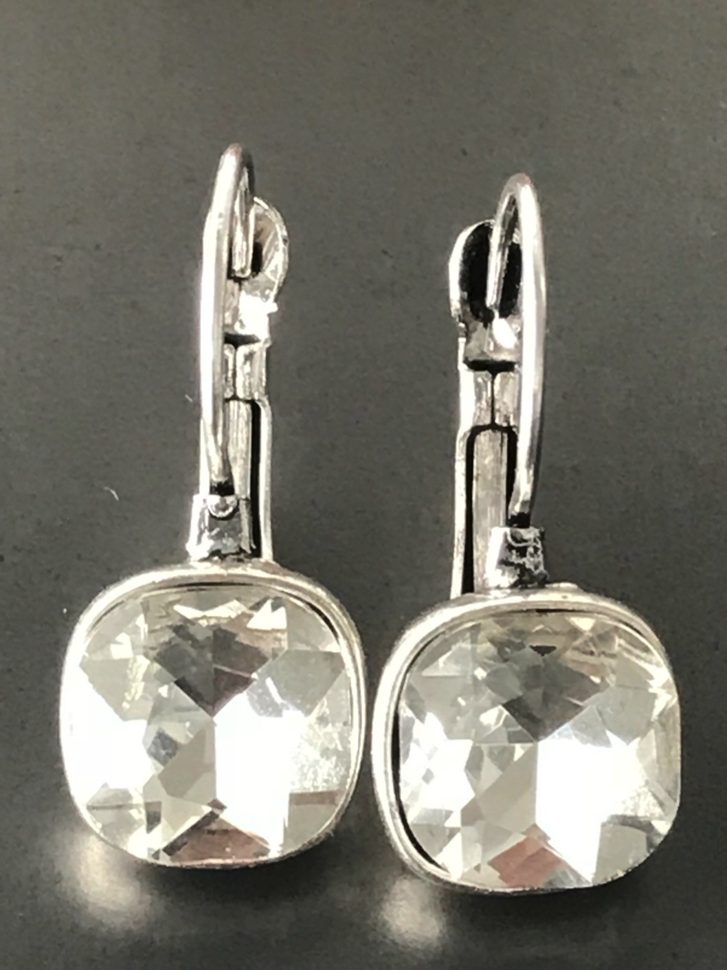 Boucles d'oreilles - Carré pierre facettes.