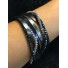 Bracelet aimant - Double tour avec perles facettes et lien façon cuir