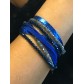 Bracelet - Double loop with faceted beads and leather style laces.
