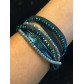 Bracelet - Double loop with faceted beads and leather style laces.