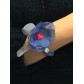 Bracelet - Faceted beads with fabric flower charm and feathers.