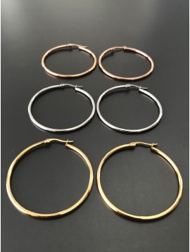 Stainless Steel Earrings - Rounded plain hoops.