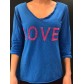 Tshirt - Plain color sleeves with "Love" word decoration.