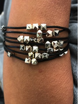 Bracelet - Multirows with polygonal beads.