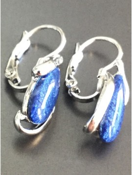 Earrings - Resin drop with metallic wave charm.