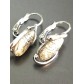 Earrings - Resin drop with metallic wave charm.