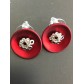 Earrings - Matt stylized disc charm flower look.