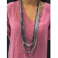 Long Necklace - Multirows laces, faceted beads and chains.