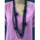 Long Necklace - Multilaces with feather pom poms.