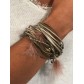 Bracelet - Multirangs cordons et plumes