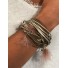 Bracelet aimant - Multirangs cordons et plumes