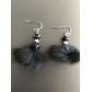 Earrings - Pompon fur and beads