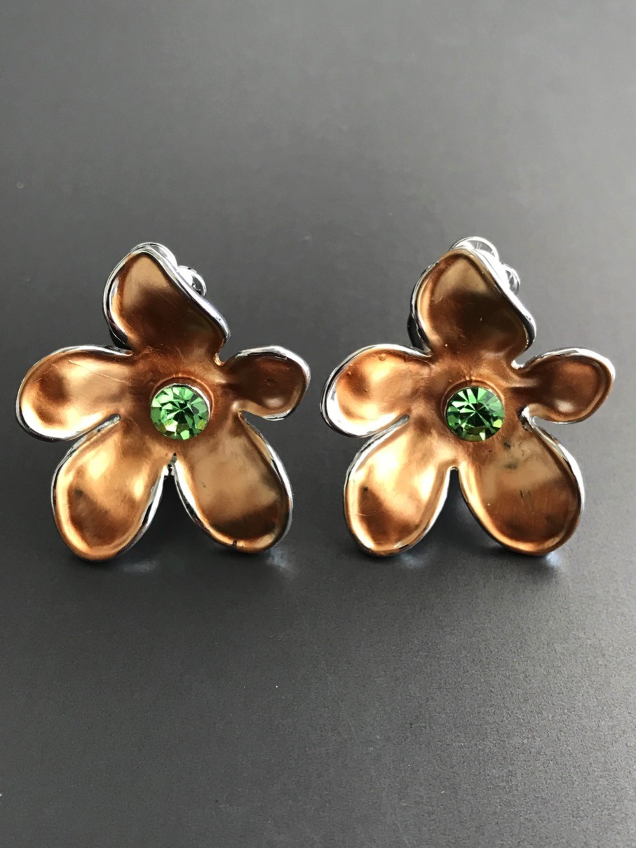 Boucles d'oreilles - Grosse fleur bicolore