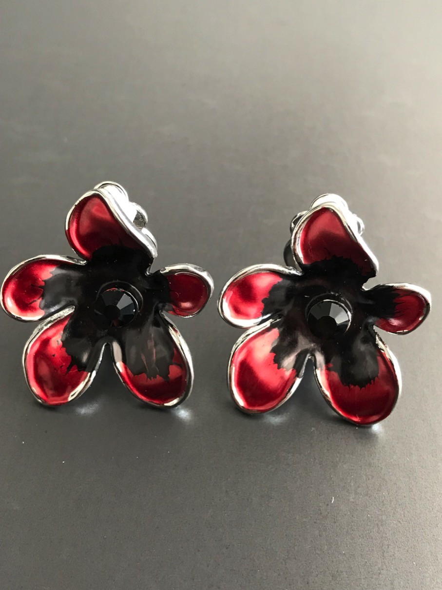 Boucles d'oreilles - Grosse fleur bicolore