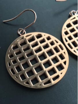  Stainless Steel Earrings - Rounded chequered.