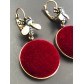 Earrings - Velvet button with a bee