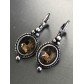 Earrings - Square gemstone with metallic drop.