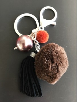 Porte clés - Pompons boules et franges
