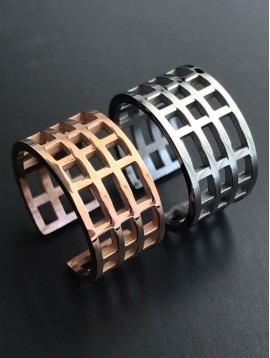 Steel Ring - Bangle chequered.