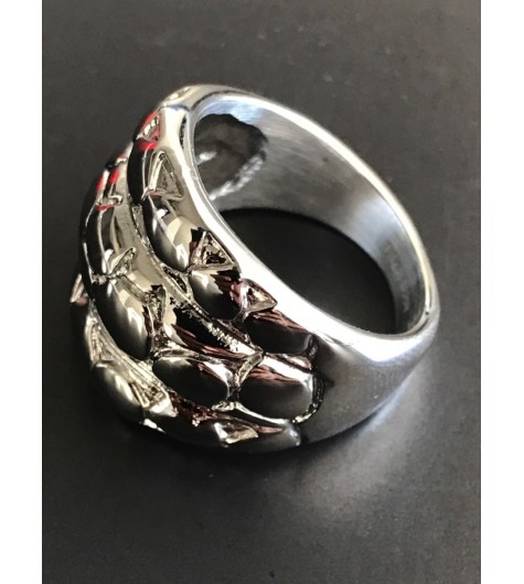 Bague Acier - 3 Rangs collés style martelés