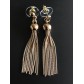 Earrings - Metallic chains and pom pom.