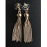 Boucles d'oreilles - Franges chaînes métalliques et sphère.