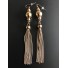 Earrings - Metallic chain tassels with spheres.