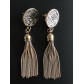 Earrings - Rose with metallic tassels charms.