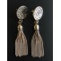 Earrings - Rose with metallic tassels charms.