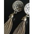 Earrings - Rose with metallic tassels charms.