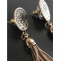 Earrings - Rose with metallic tassels charms.