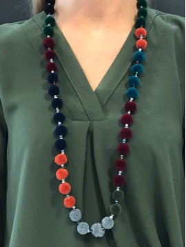 Long necklace - Pom poms balls.
