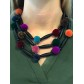 Collier - Multirangs avec boules pompons et perles longues.