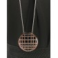 Long Stainless Steel Necklace - Chequered disc charm.