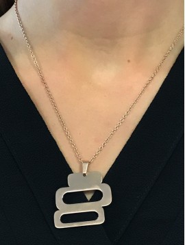 Stainless Steel Necklace - Three rectangles charm.