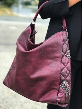 Hobo Bag - Padded look with rivets and rhinestones.