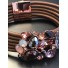 Bracelet aimant - Grappe de pierres sur multicordons cuir